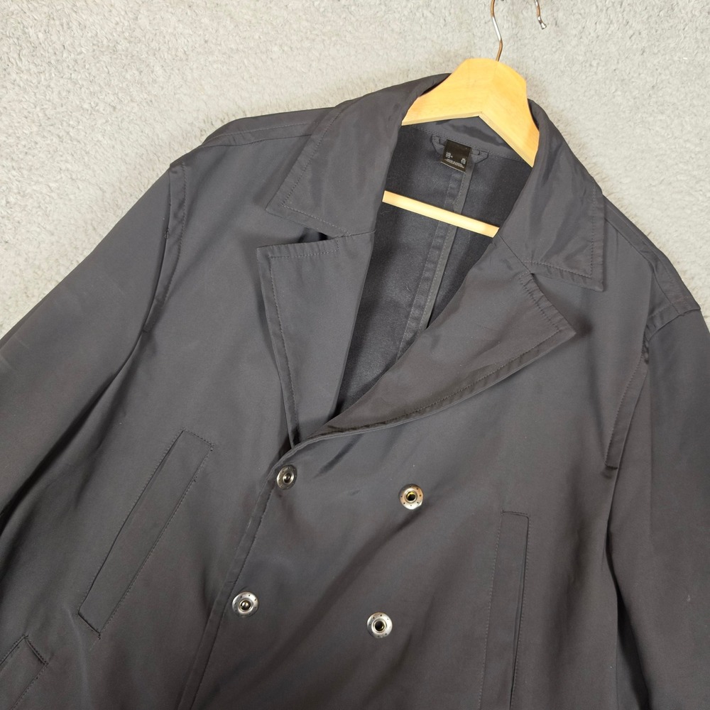Claiborne Trench Coat Women XL Black Good Double Breasted Lightweight Utility